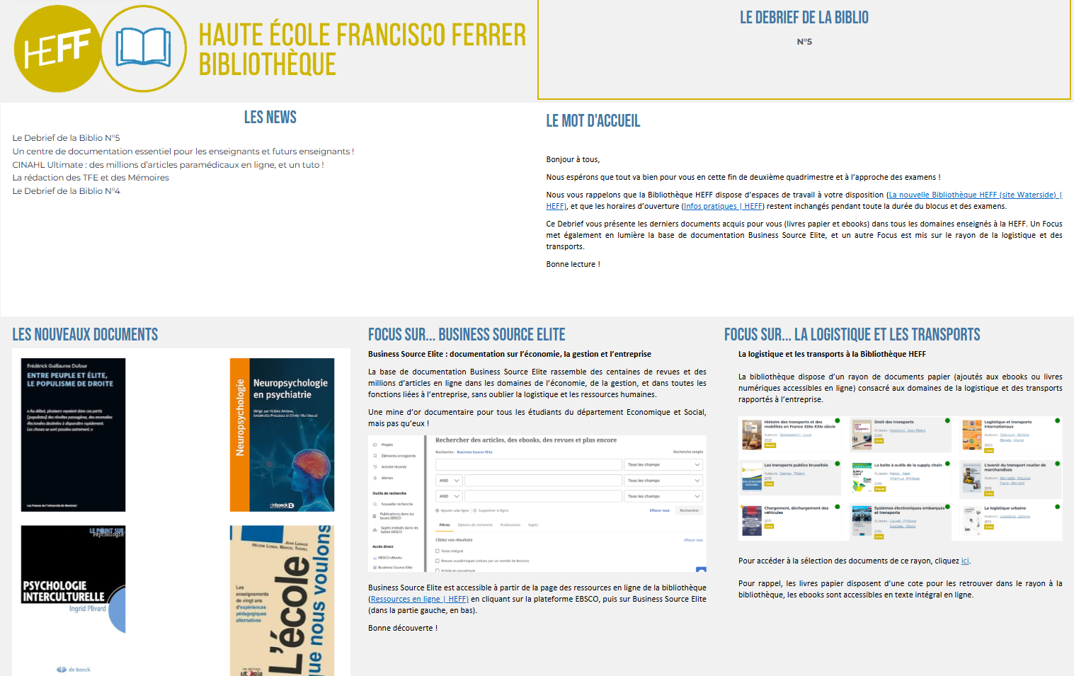 Les articles et debrief